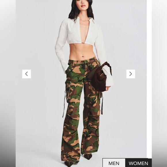 SER.O.YA Jane camo cargo Pants low rise loose fit baggy NWT 26 - Picture 2 of 16